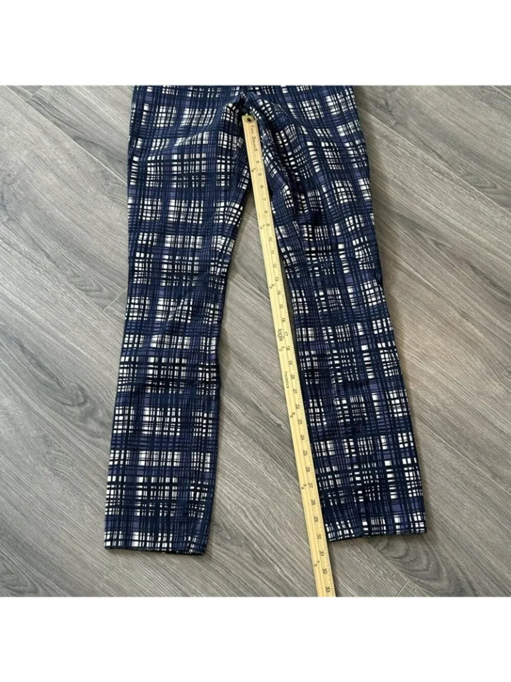 Tory Burch Pants Womens 26 Fits 28 Blue Conner Tab Front Skinny Jegging Print